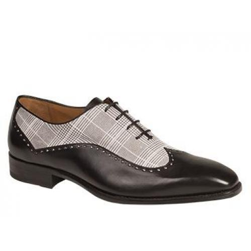 Mezlan "Marti" 6169-1 Black / White Genuine Italian Calfskin Oxford Shoes